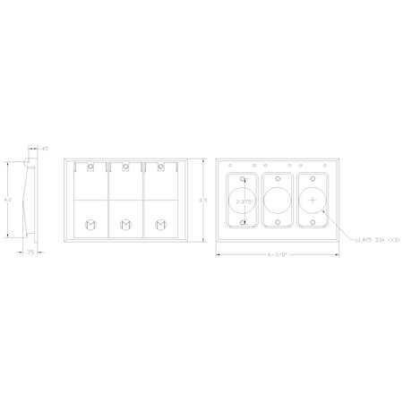 Mulberry Electrical Box Cover, 3 Gangs Gang, Aluminum, Single Receptacle and Toggle Switch Cover Type 30465